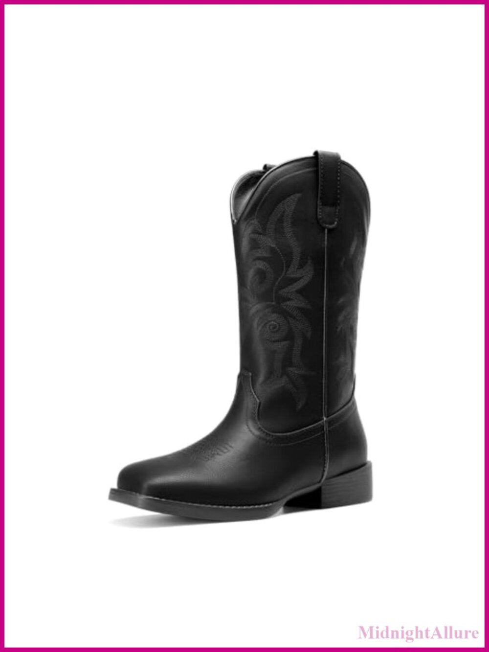 Women's Western Cowboy Boots Faux Leather Mid-Calf Square Toe